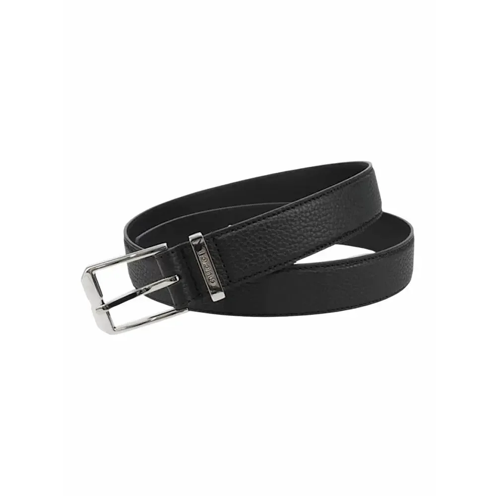 Gucci Rectangular Buckle Pebble Leather Belt Black Men Size 105cm/42
